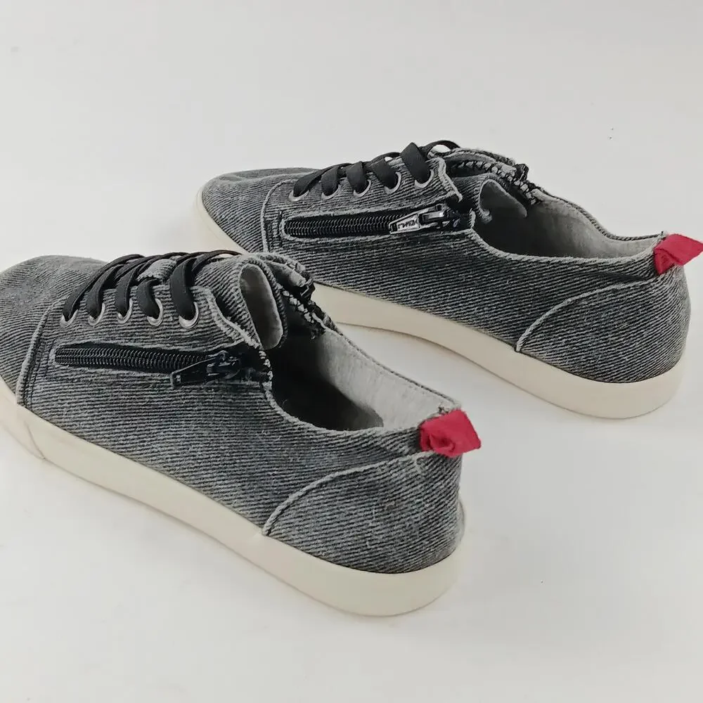 Cat & Jack Shoes Kids Size 5 Gray Denim Zipper Lace Up Casual Low Top Sneakers